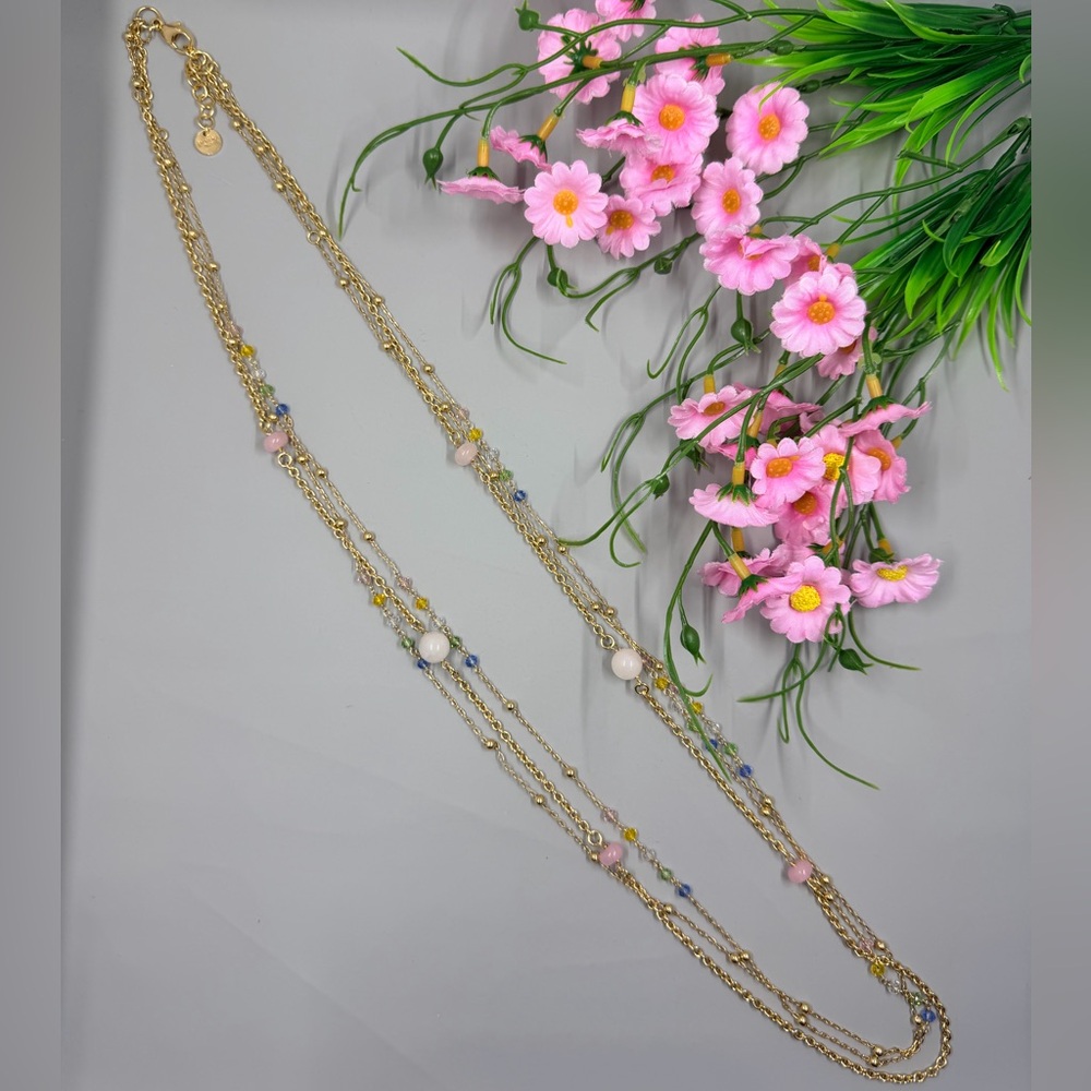 Bronzoro Italy Designer Gold and Jade Bead Mutli Strand Necklace